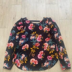 LOFT Floral Black Blouse